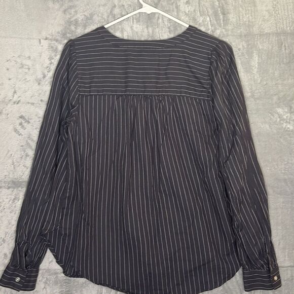 Loft Blue White Striped Button Front Shirt Too Soft Size Small - Picture 9 of 9